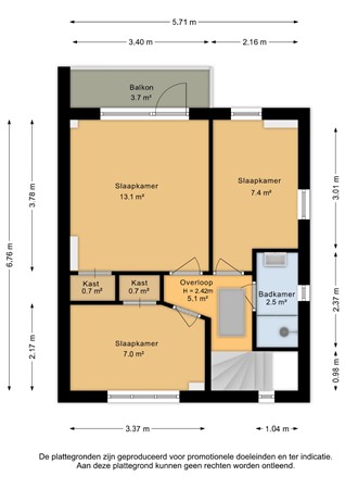 Plattegrond - Sint Maartenlaan 2, 4383 AR Vlissingen - Eerste verdieping - 2D.jpg